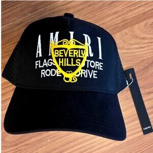 Amiri Beverly Hills Black and Gold Baseball Cap